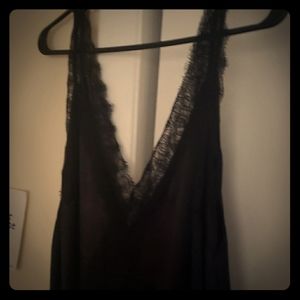 Black satin and lace dress